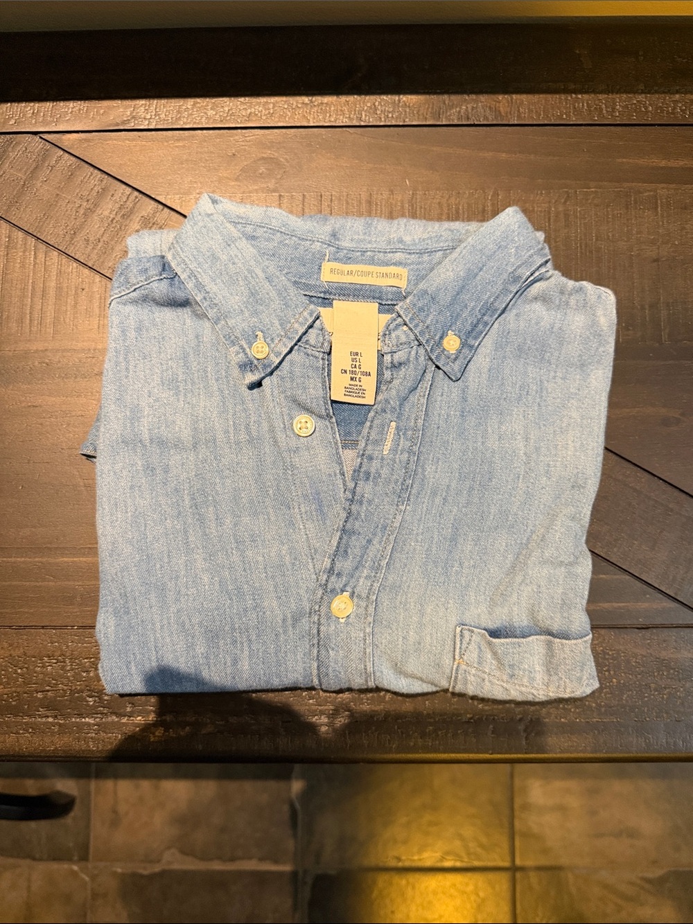 H&M L.L.O.G. Light Blue Denim Button-Down long sleeve Shirt - Men's